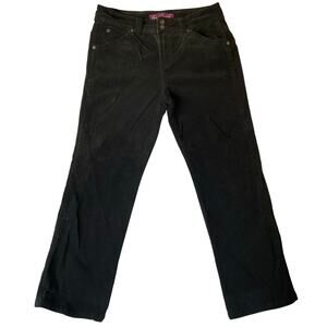Gloria Vanderbilt Women Corduroy Pants size 12Petite Black Mid Rise Straight Fit